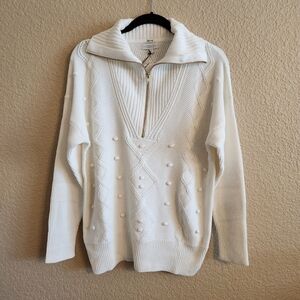 S'edge Cable Knit Half Zip Collar Womens Sweater L New With Tags #QuietLuxury